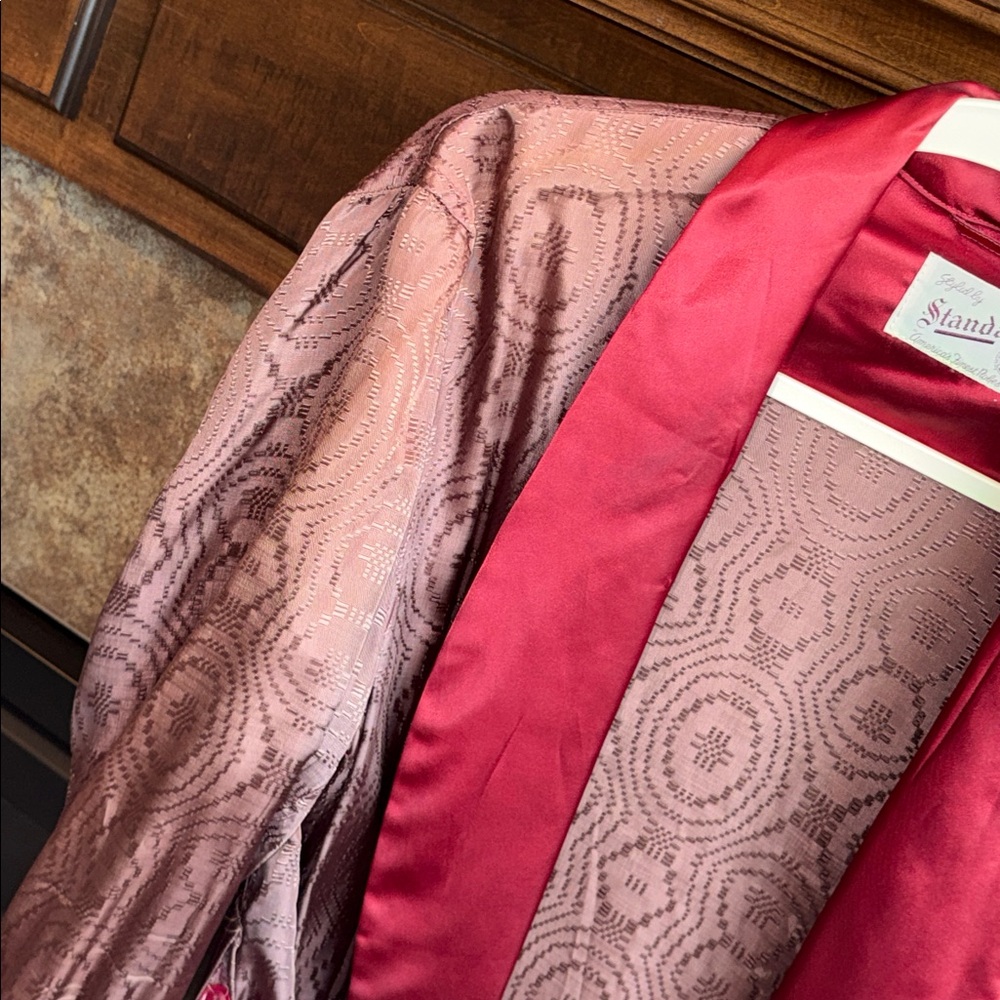 Vintage 1940s brown burgundy paisley smoking robe atomic Styled by Standard L/XL - Picture 7 of 16